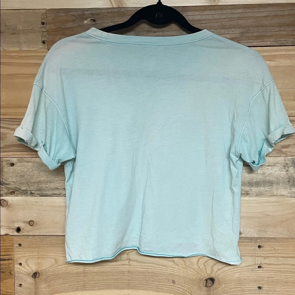 Justice Active size 10 Mint Green/White California Short Sleeve Short Crop Top